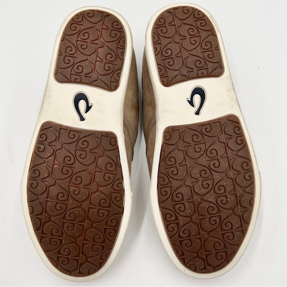 Olukai Pehuea Heu Taupe Leather Sherpa Lined Slip On Comfort Sneaker 6 - Picture 7 of 8